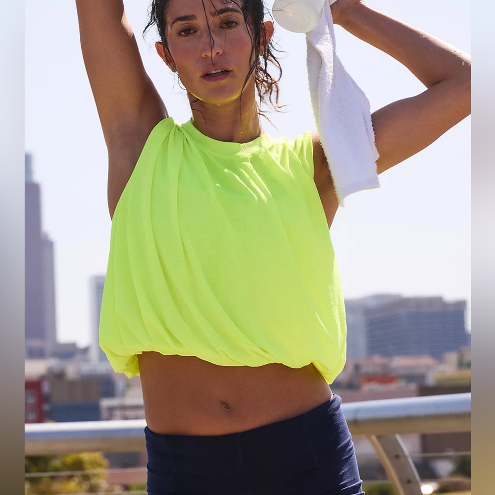 Free People Neon Yellow Cropped Tank Top